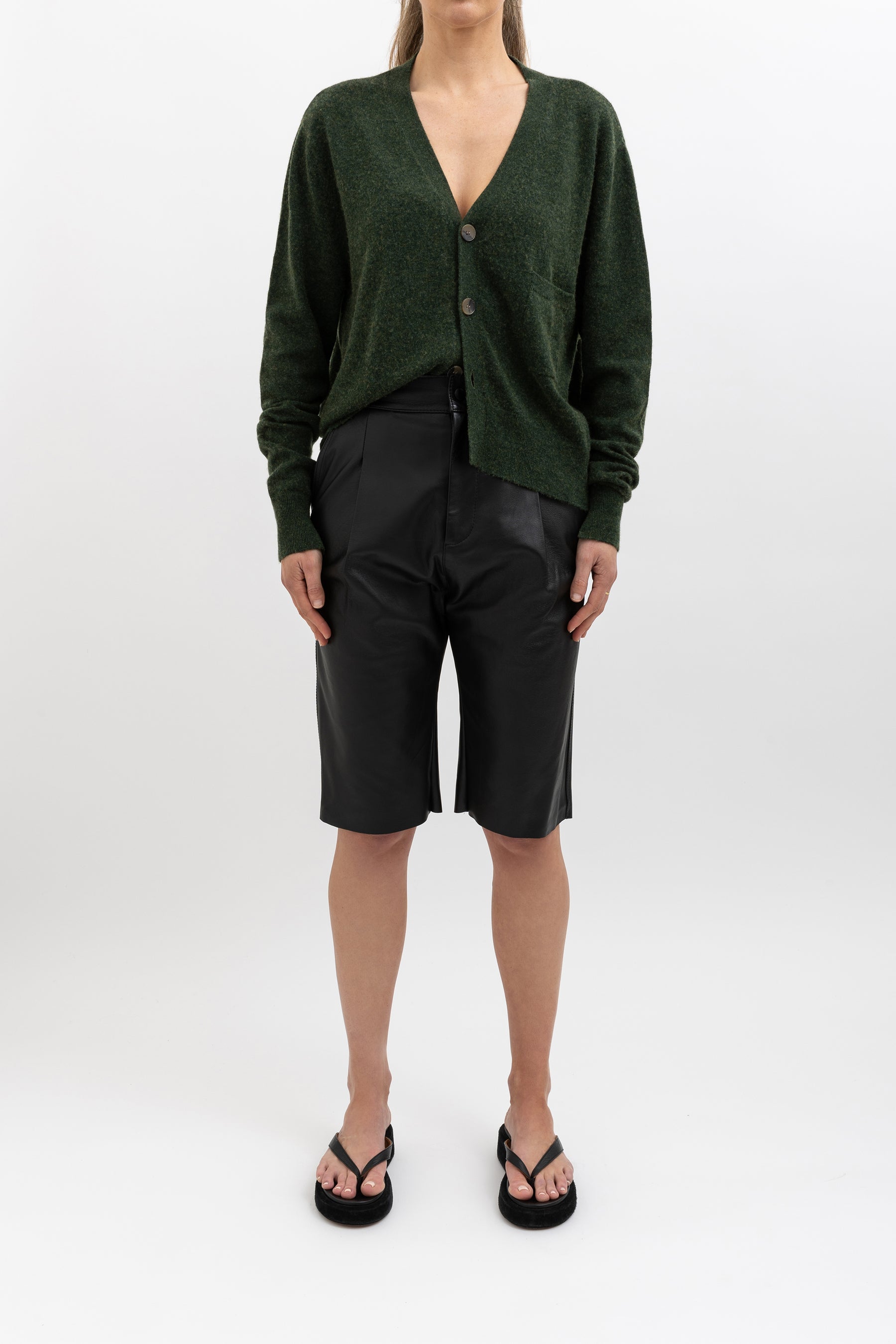 Longerline Leather Shorts