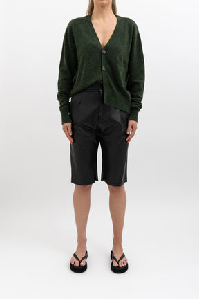 Longerline Leather Shorts