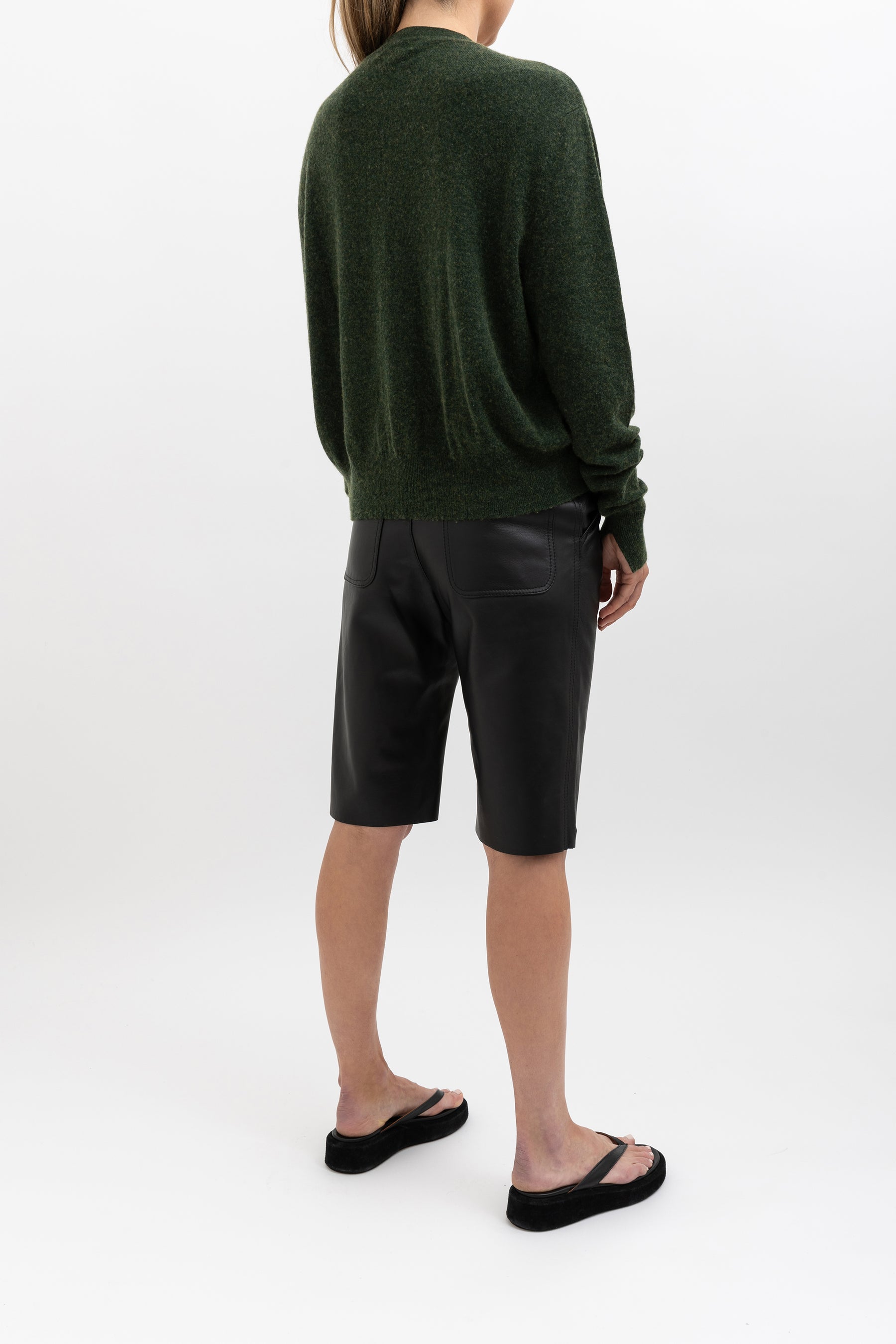 Longerline Leather Shorts