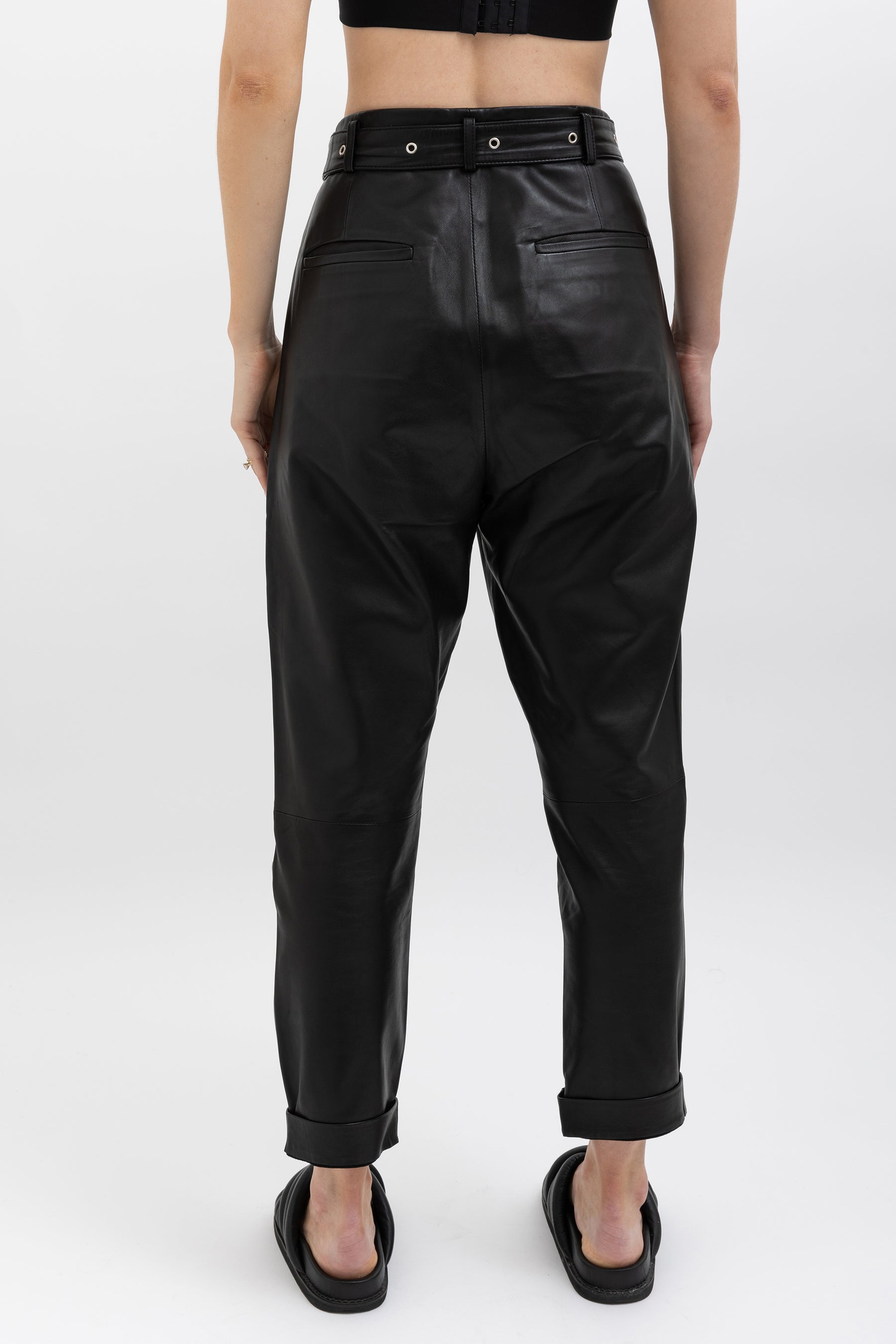 Ceana Belted Leather Pant