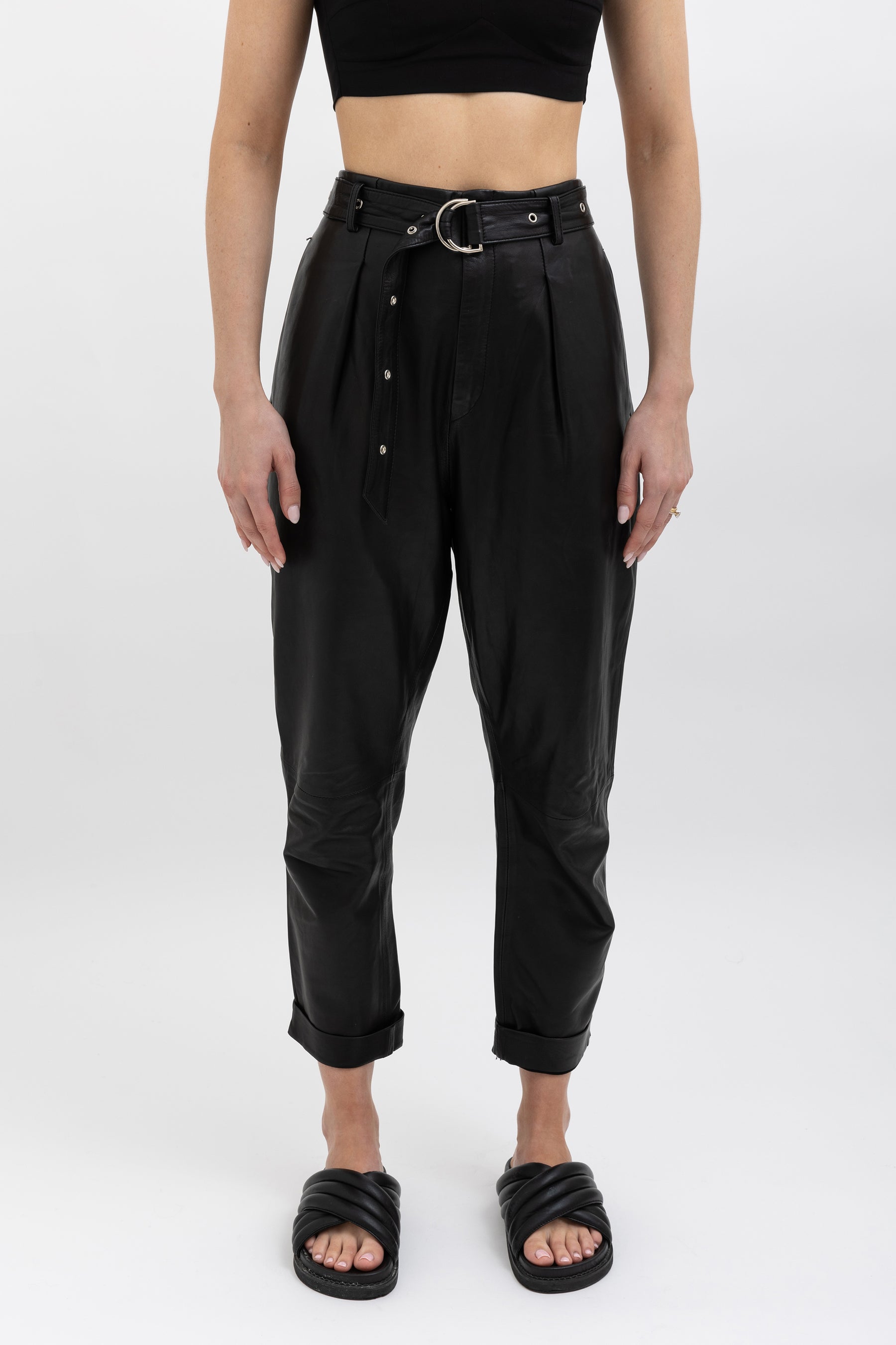 Ceana Belted Leather Pant