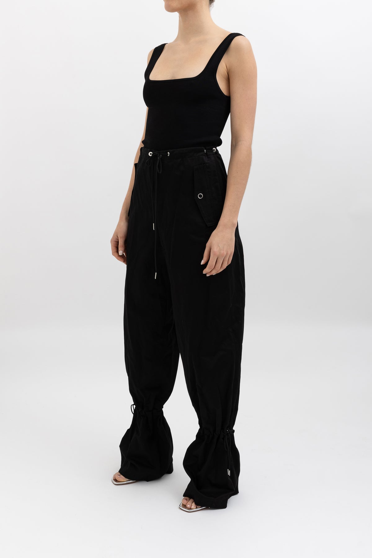 Eyelet Tie Parachute Pant