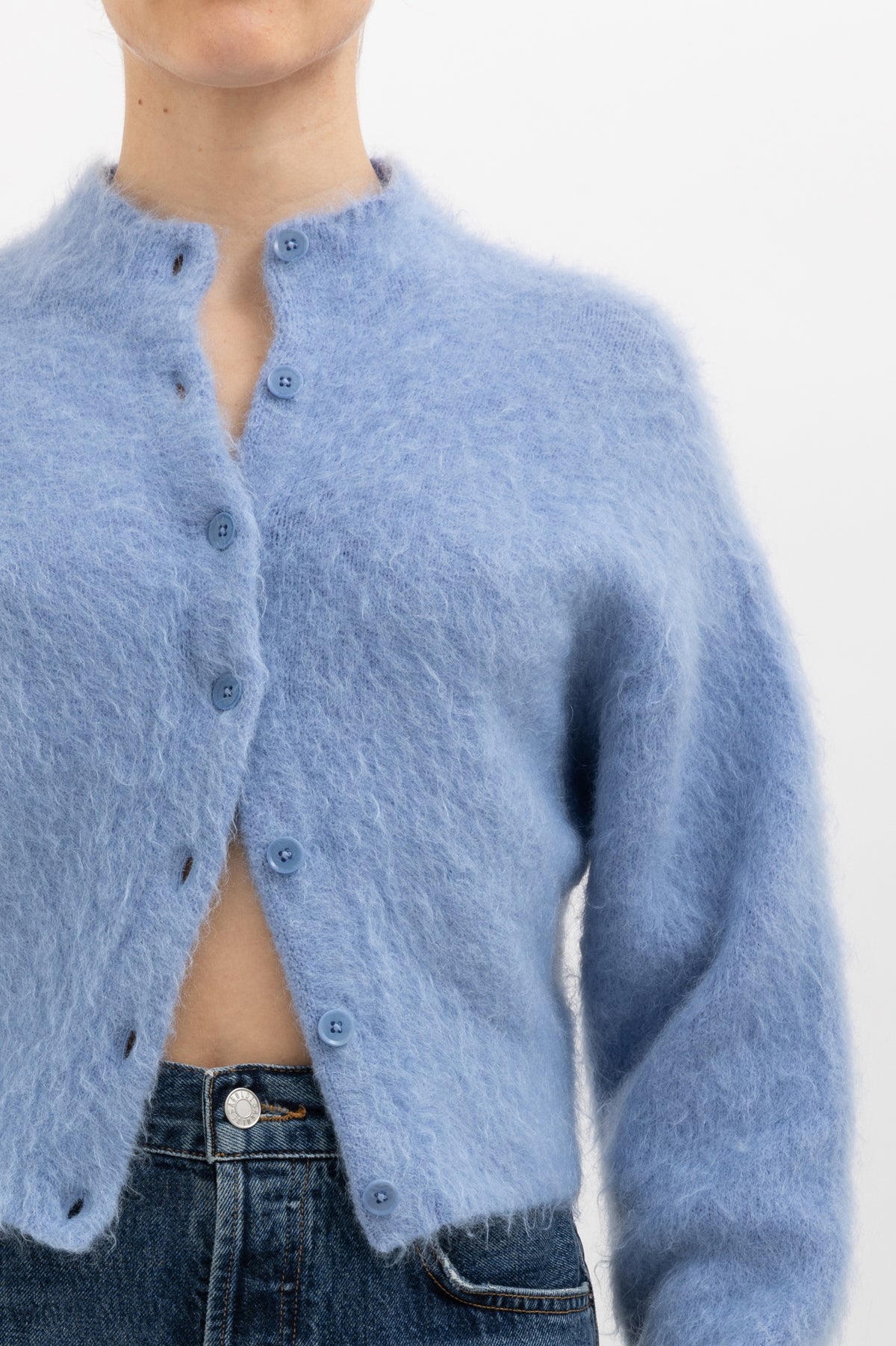 Brushed Mohair Cropped Cardigan