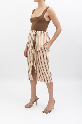 Linen Striped Skirt