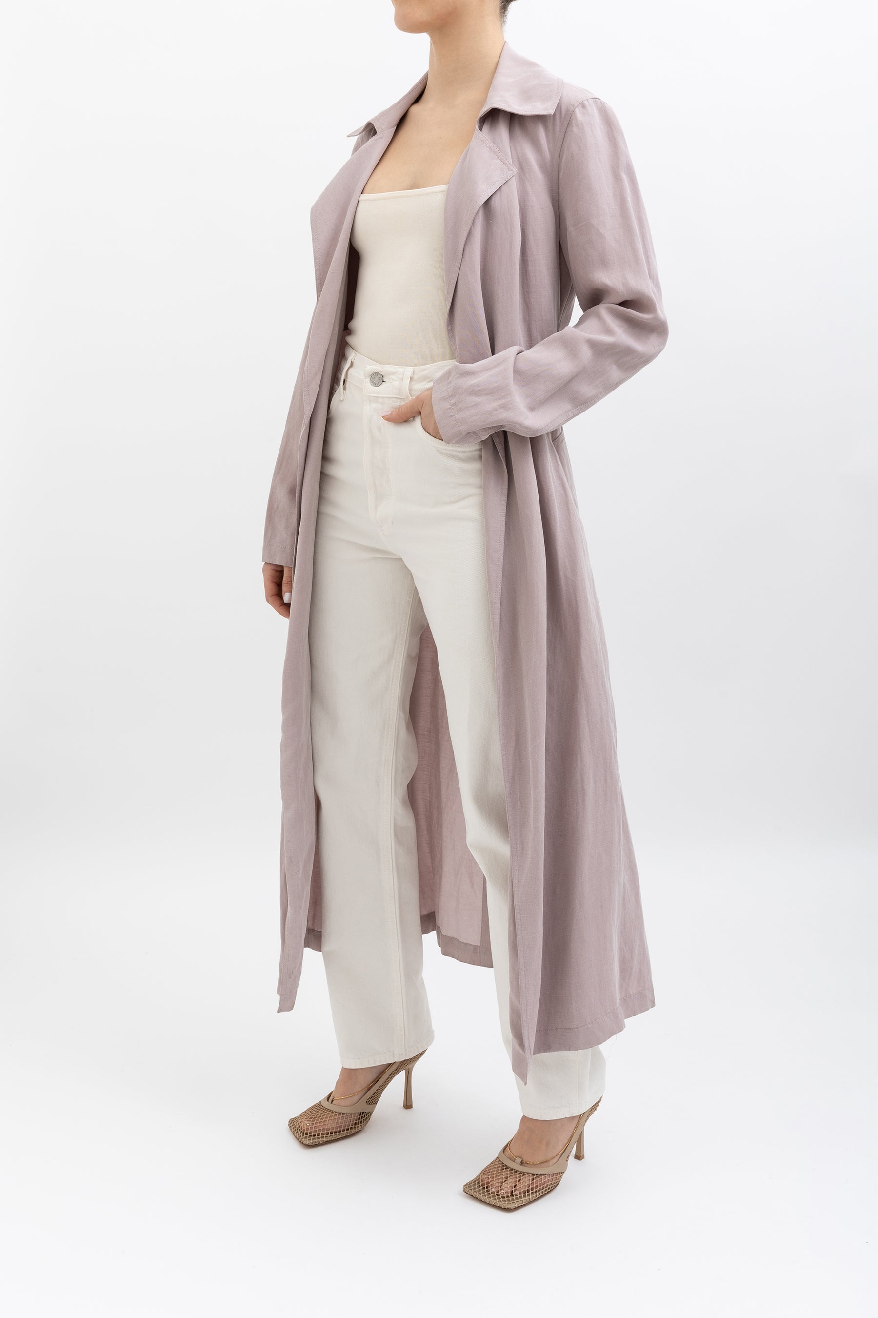 Linen Blend Trench Coat