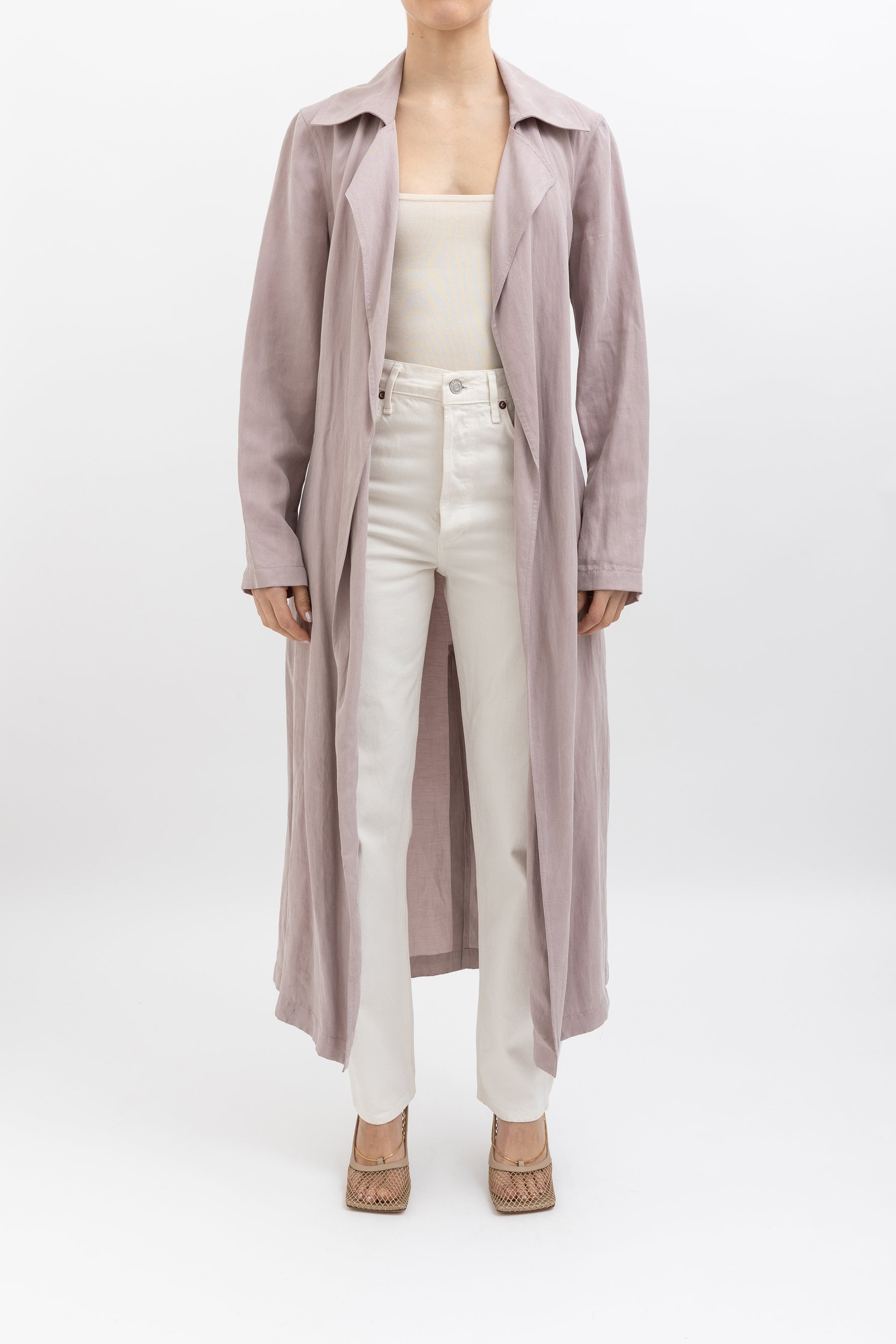 Linen Blend Trench Coat