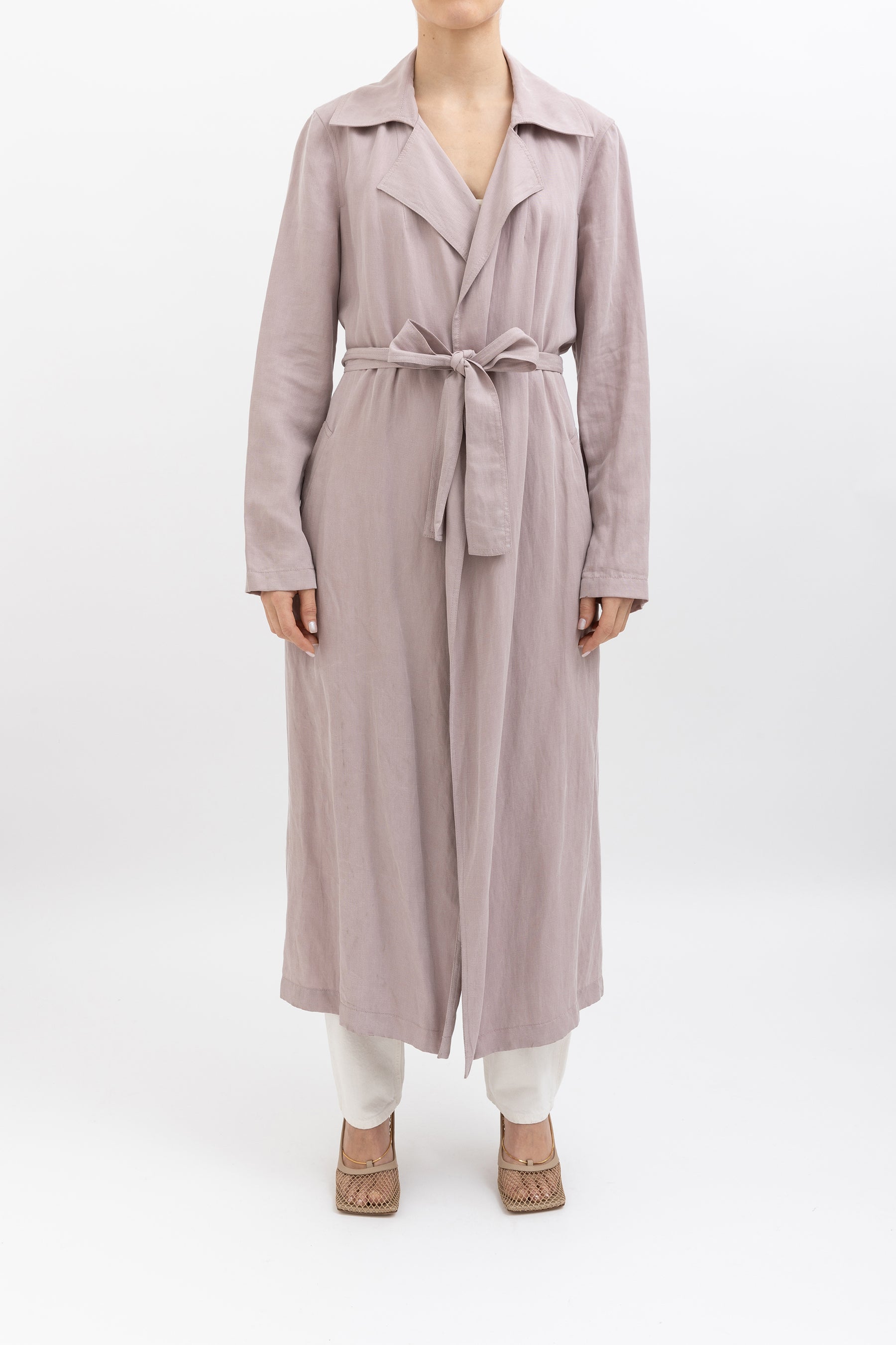Linen Blend Trench Coat