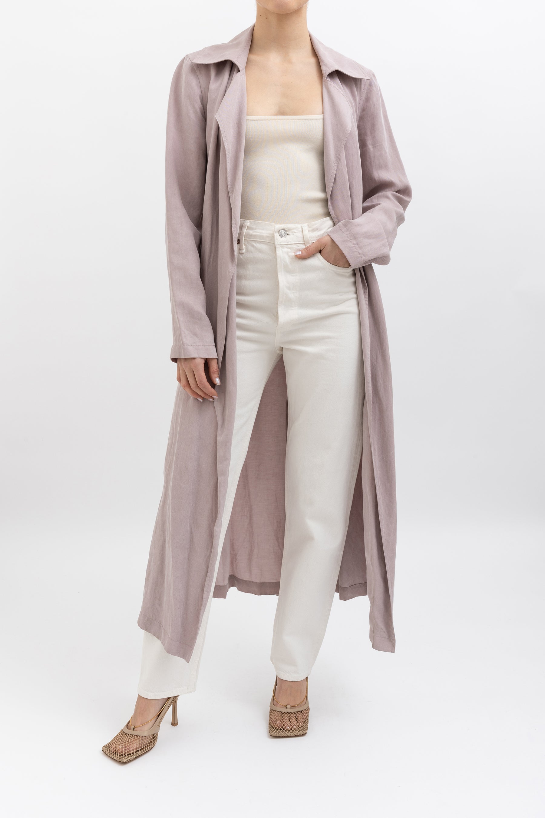 Linen Blend Trench Coat