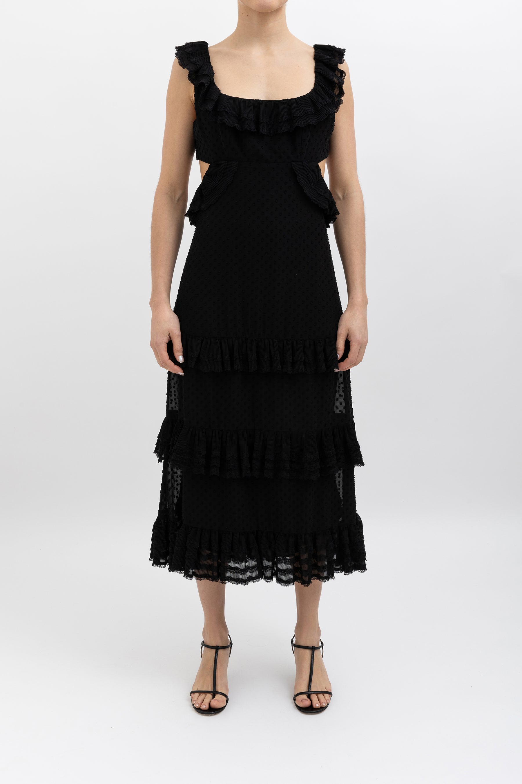 Ruffled Swiss Dot Tiered Dress