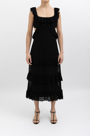 Ruffled Swiss Dot Tiered Dress