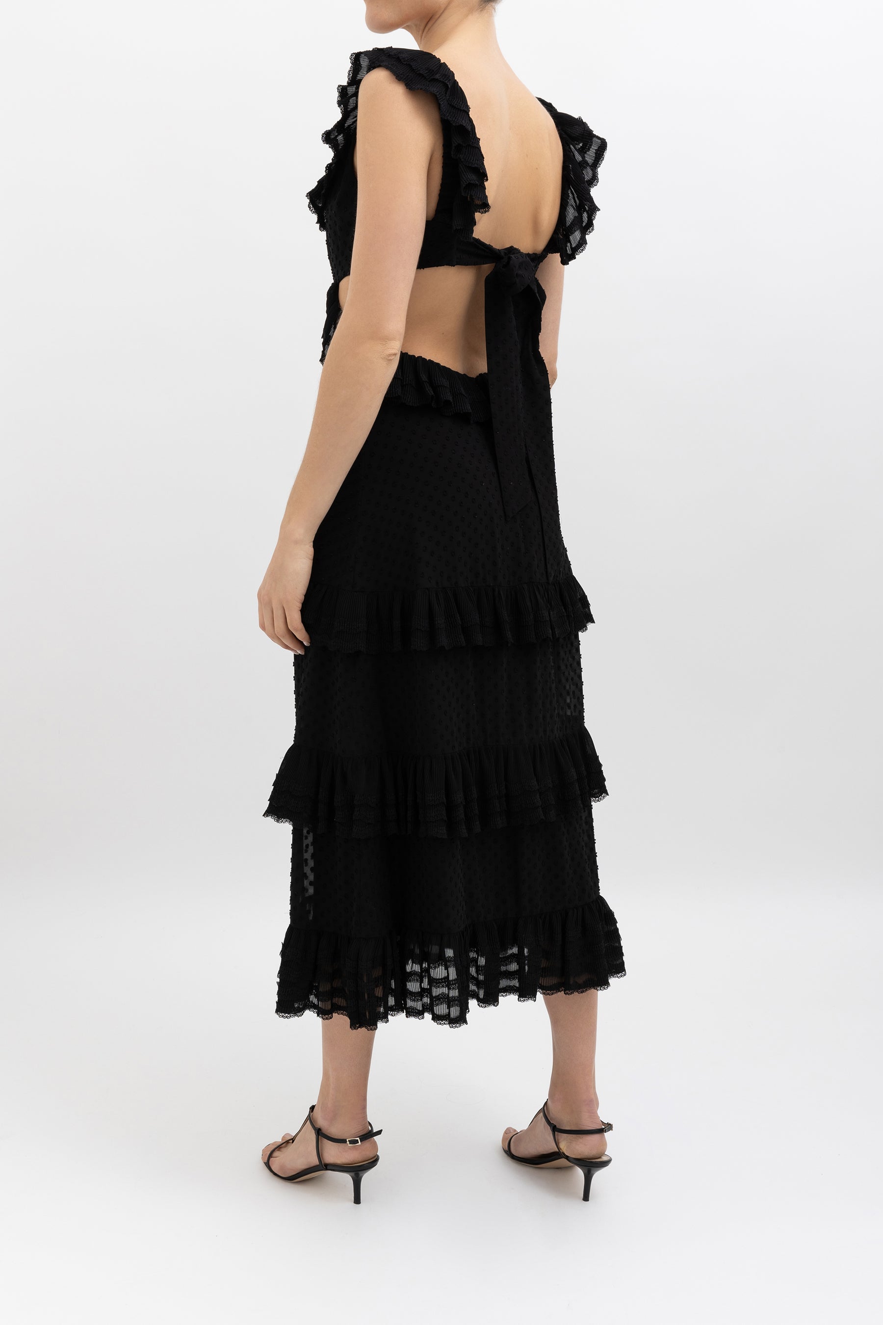 Ruffled Swiss Dot Tiered Dress