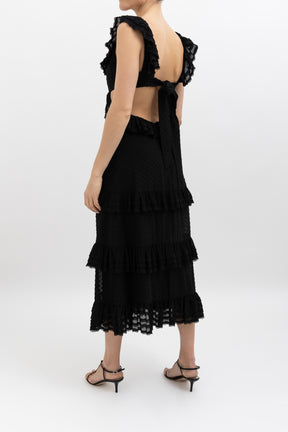 Ruffled Swiss Dot Tiered Dress