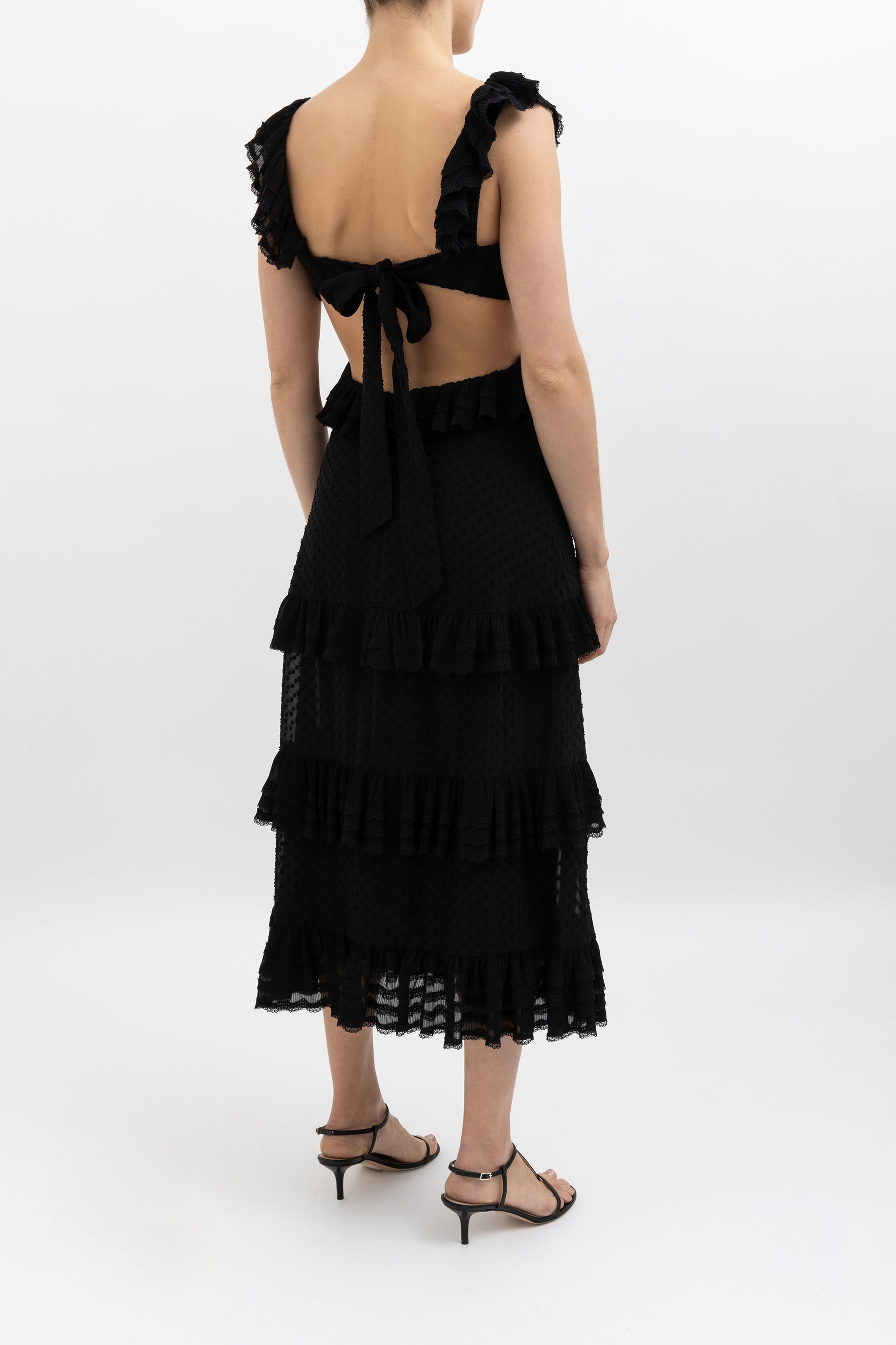 Ruffled Swiss Dot Tiered Dress