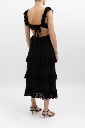 Ruffled Swiss Dot Tiered Dress