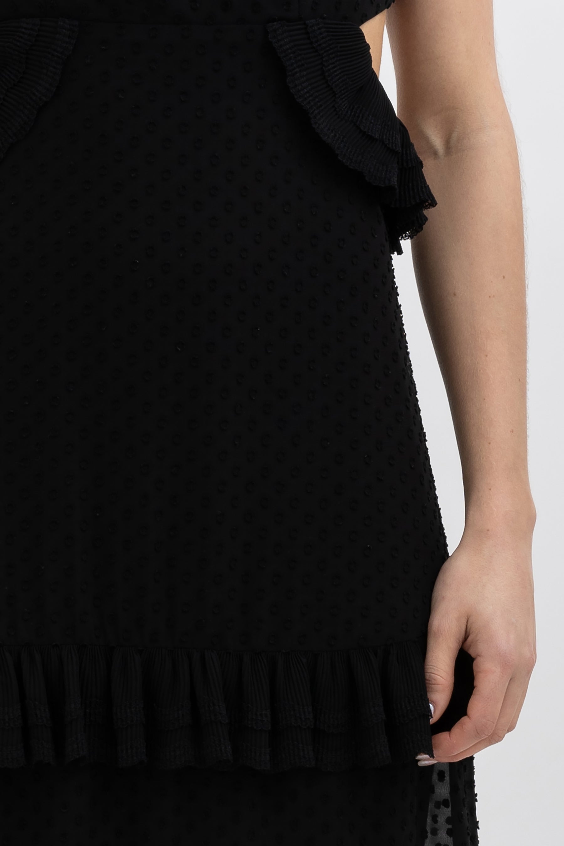 Ruffled Swiss Dot Tiered Dress