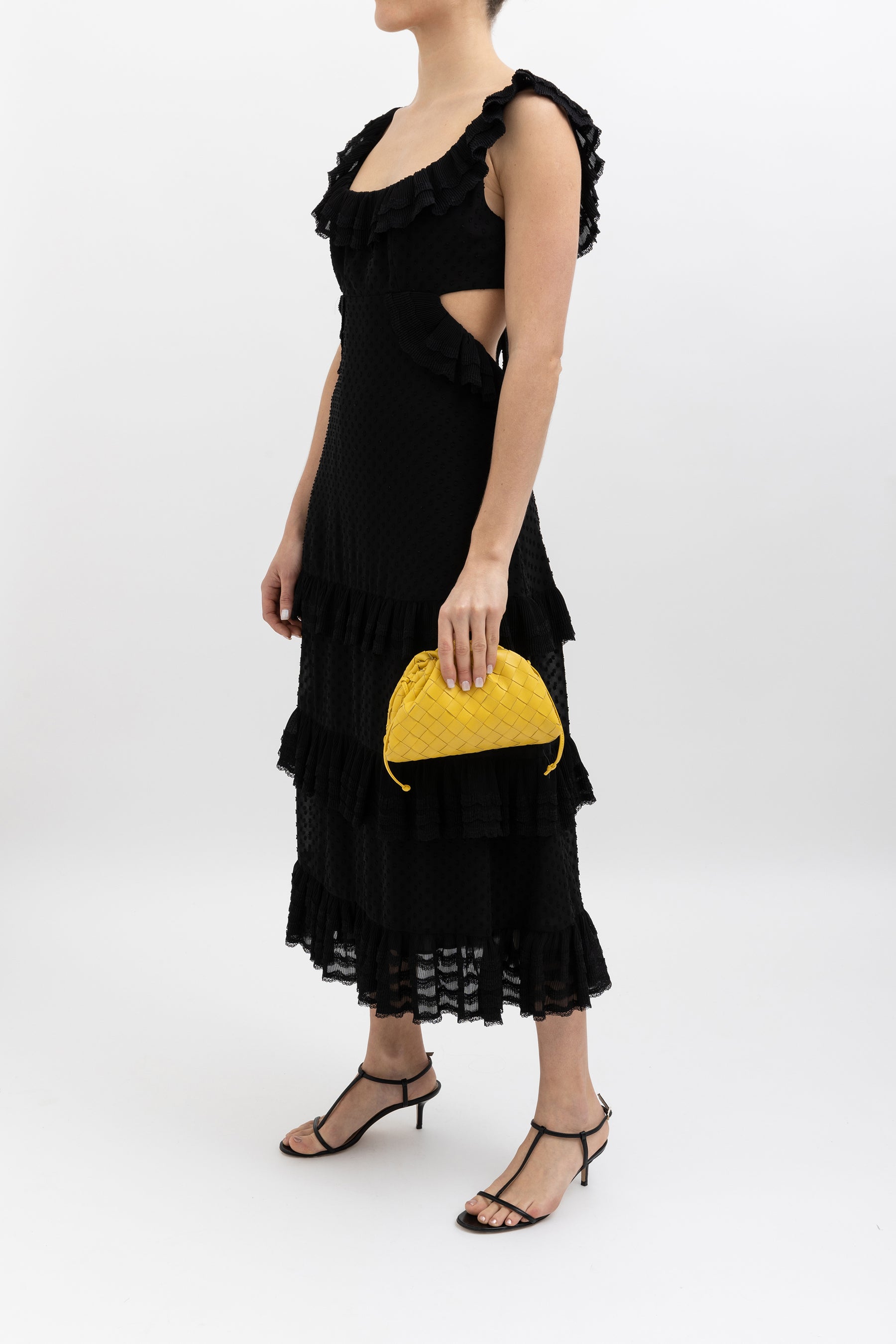 Ruffled Swiss Dot Tiered Dress