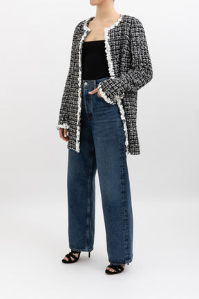 Collarless Tweed Jacket