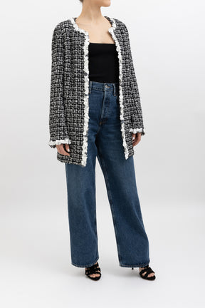 Collarless Tweed Jacket