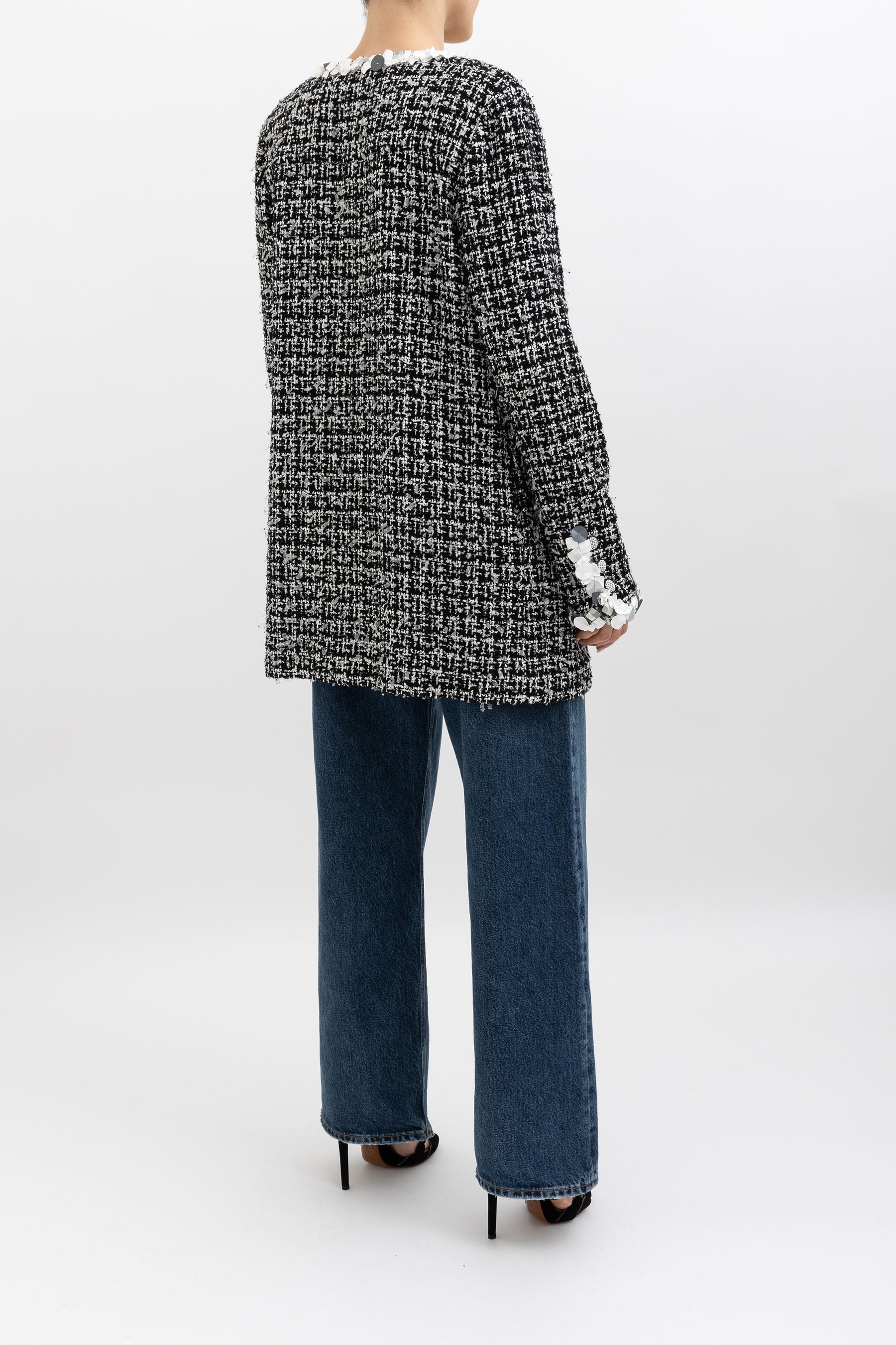 Collarless Tweed Jacket