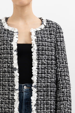 Collarless Tweed Jacket