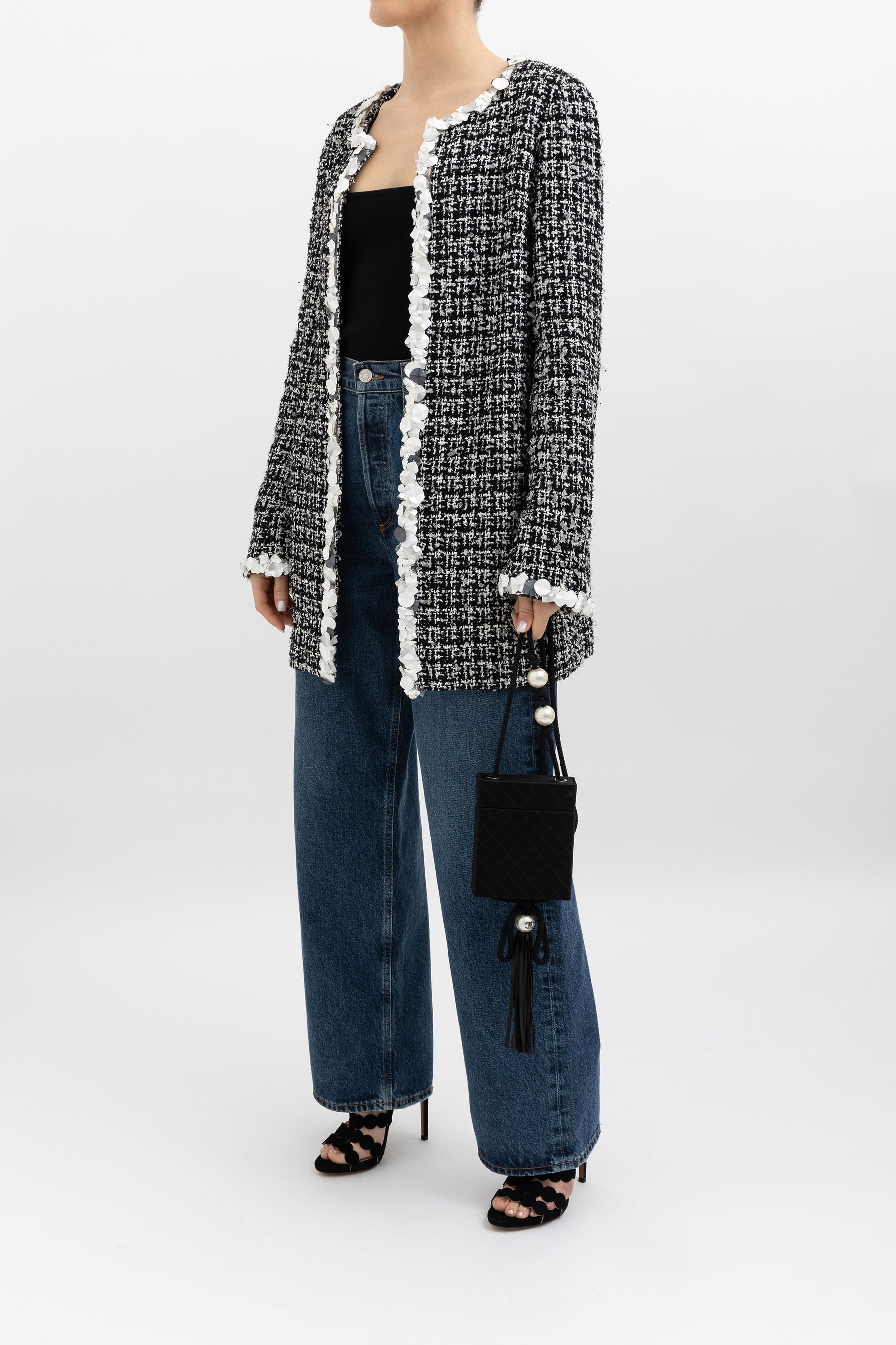 Collarless Tweed Jacket