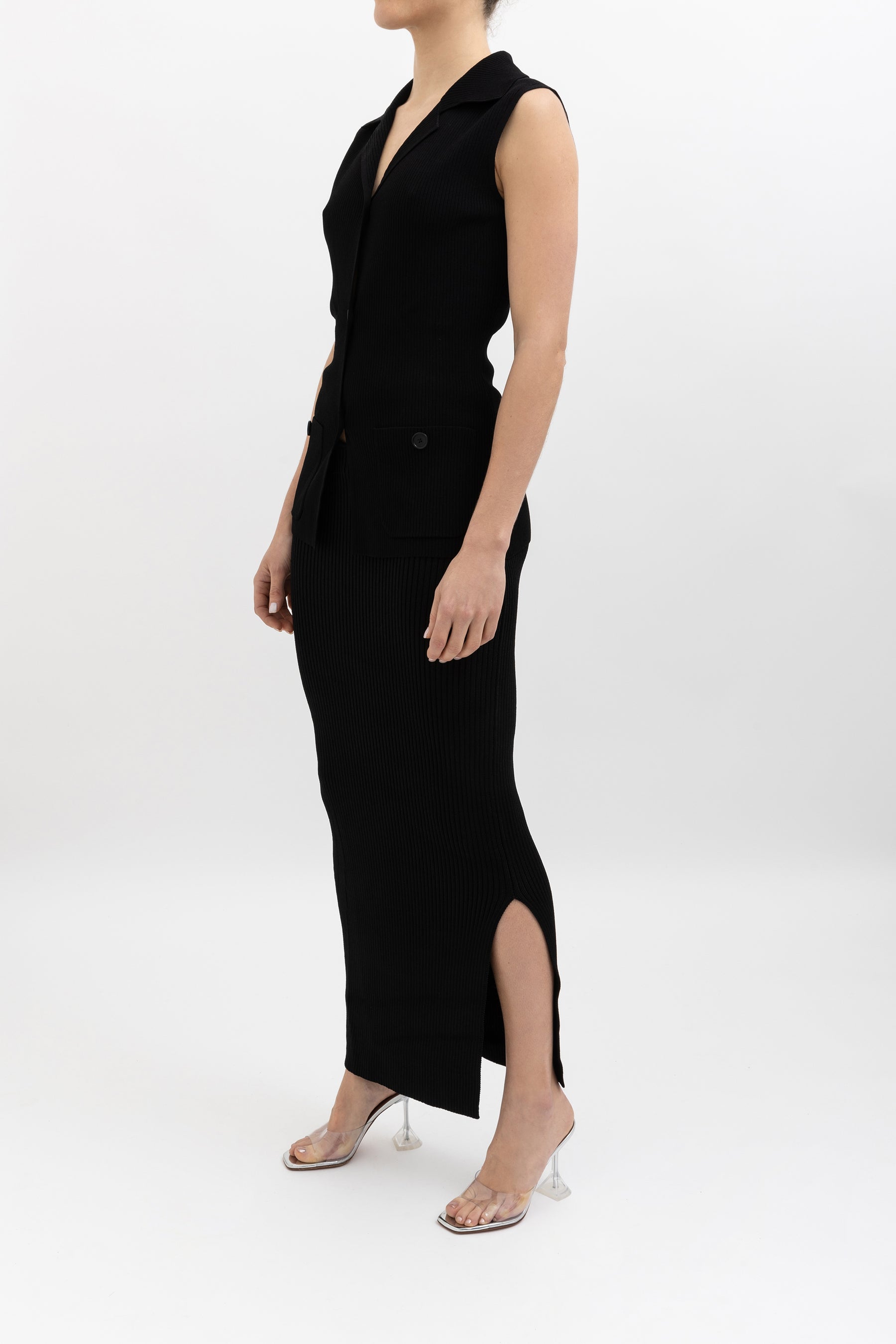 Knitted Sleeveless Top and Skirt Set