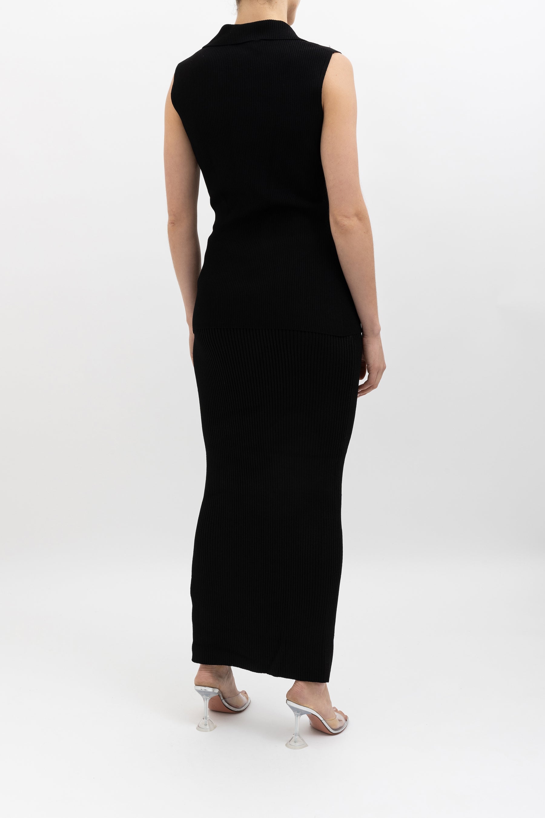 Knitted Sleeveless Top and Skirt Set