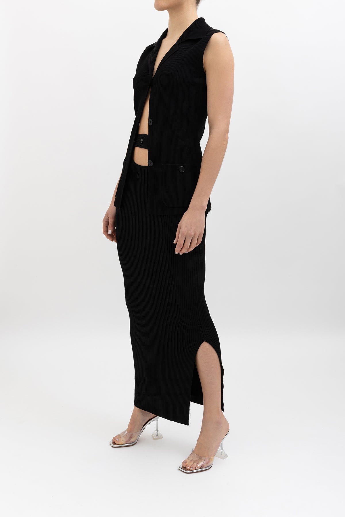 Knitted Sleeveless Top and Skirt Set