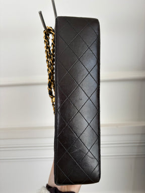 Chanel Dark Brown Lambskin Leather Medium Classic Flap