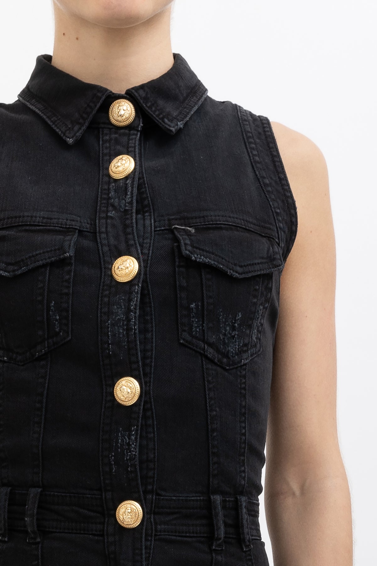 Distressed Denim Mini Dress