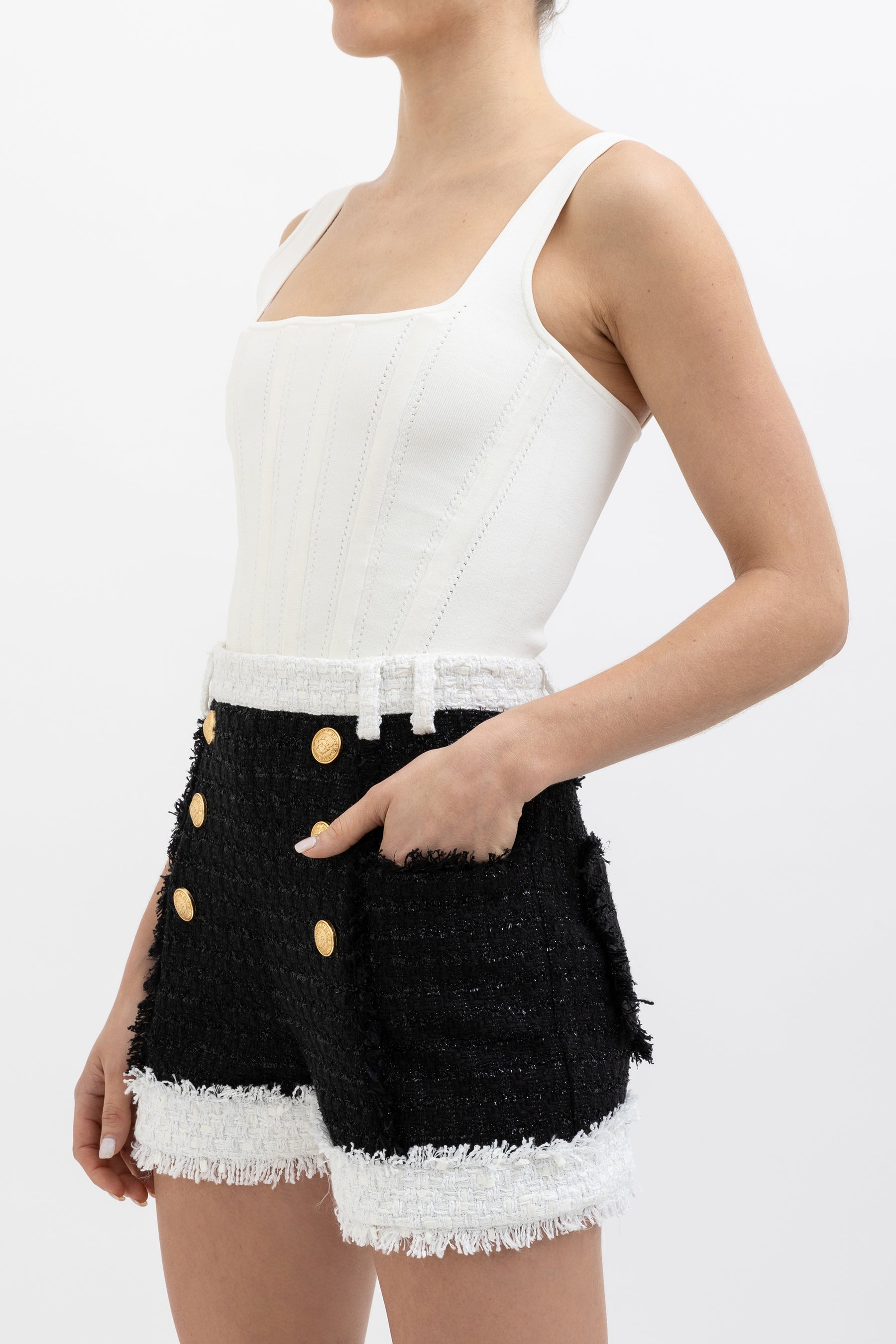 Tweed Contrast Shorts