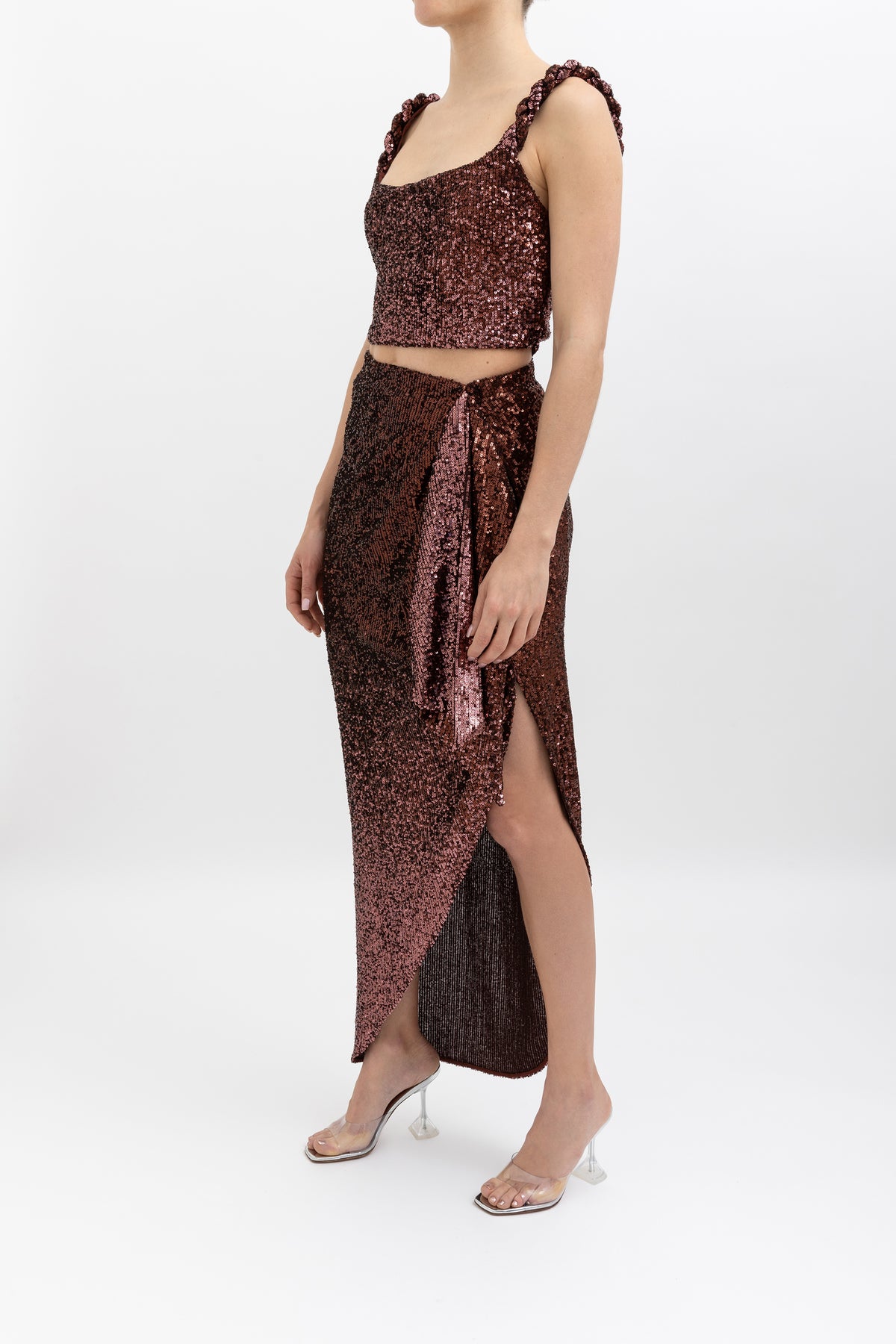 Sequinned Top and Skirt Set