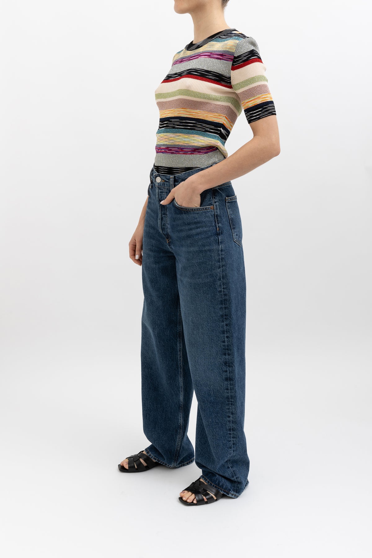 Space-Dyed Rib Knit T-Shirt