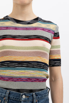 Space-Dyed Rib Knit T-Shirt