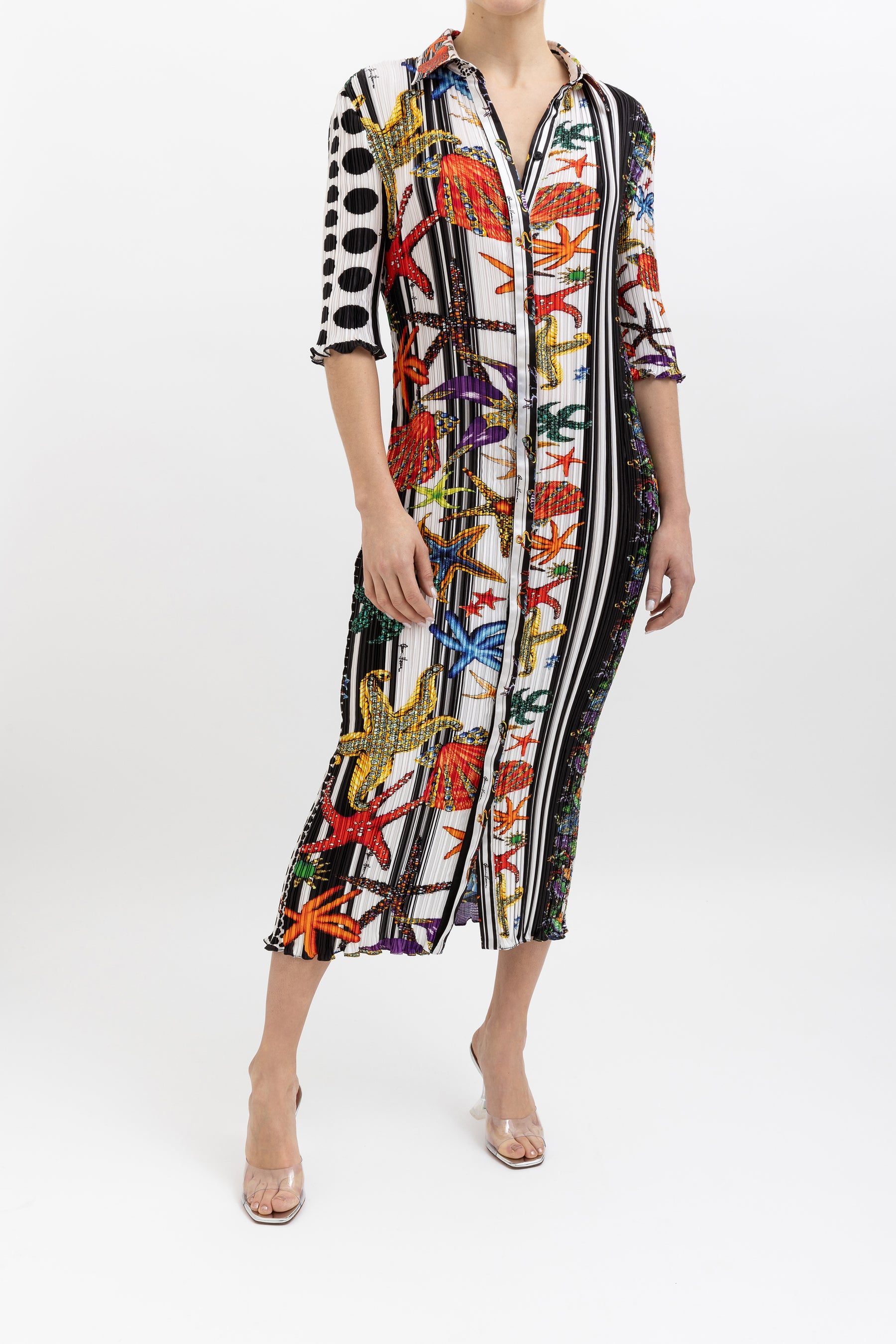 Trésor Plissé Midi Dress