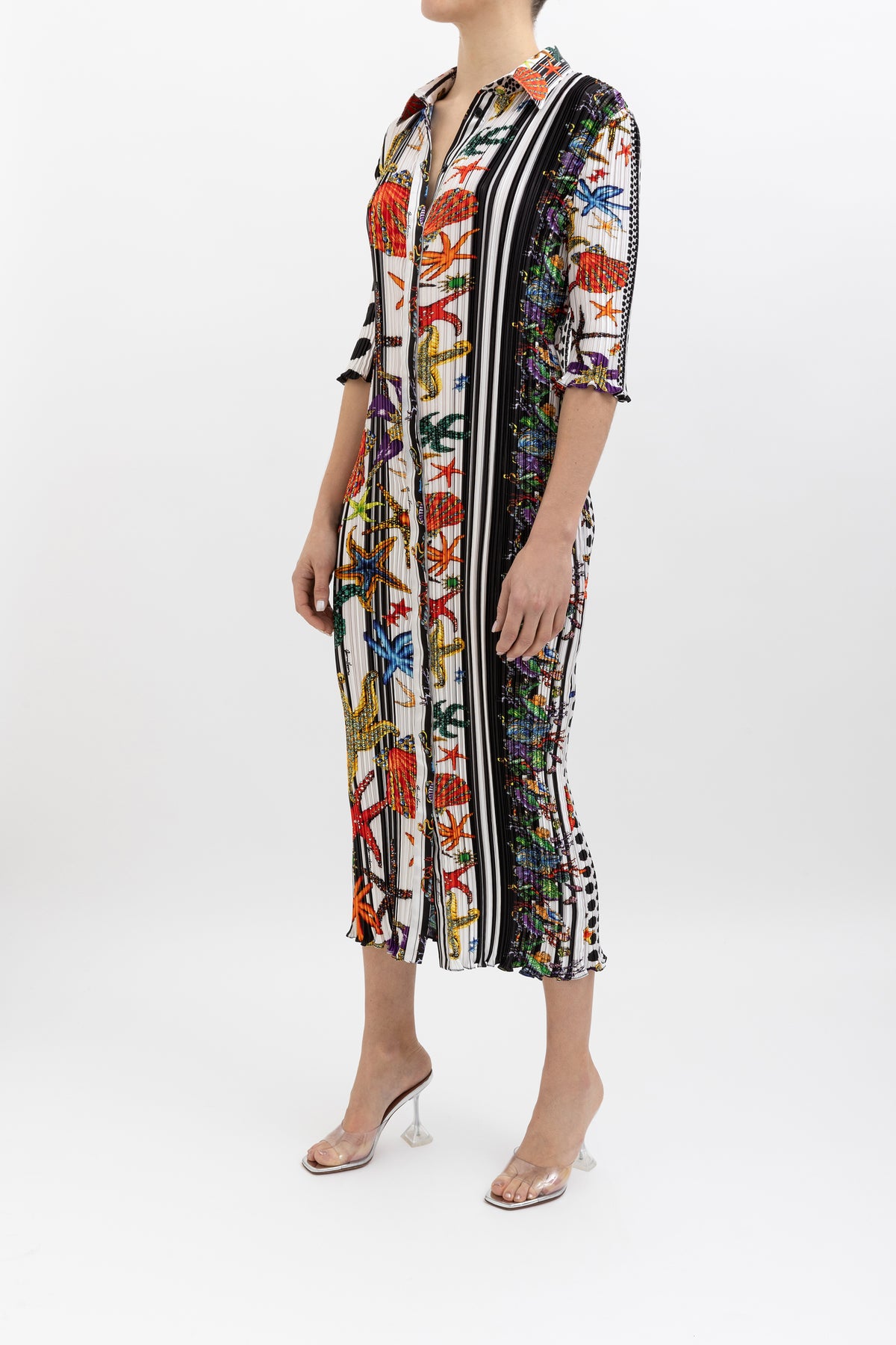 Trésor Plissé Midi Dress