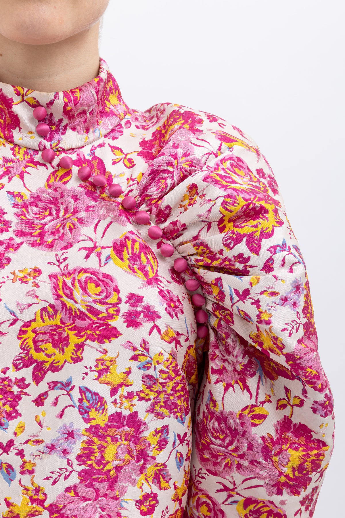 Floral-Jacquard Mini Dress