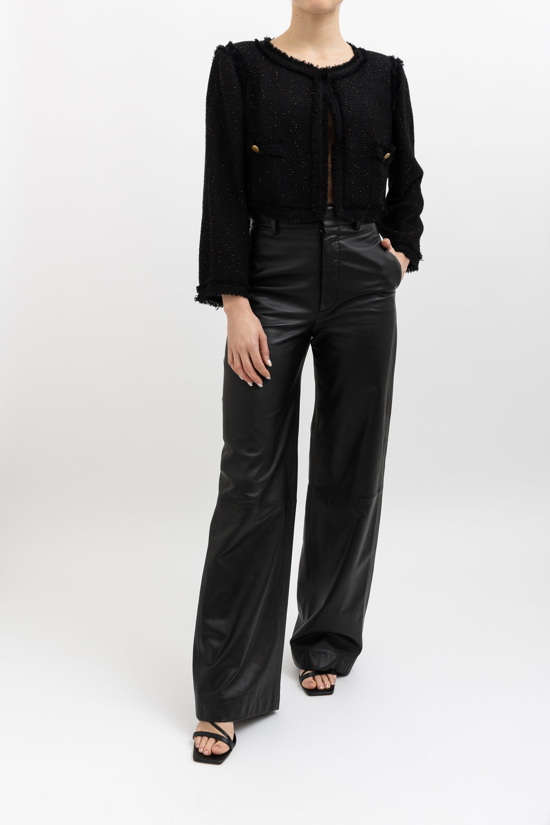 Collarless Tweed Jacket