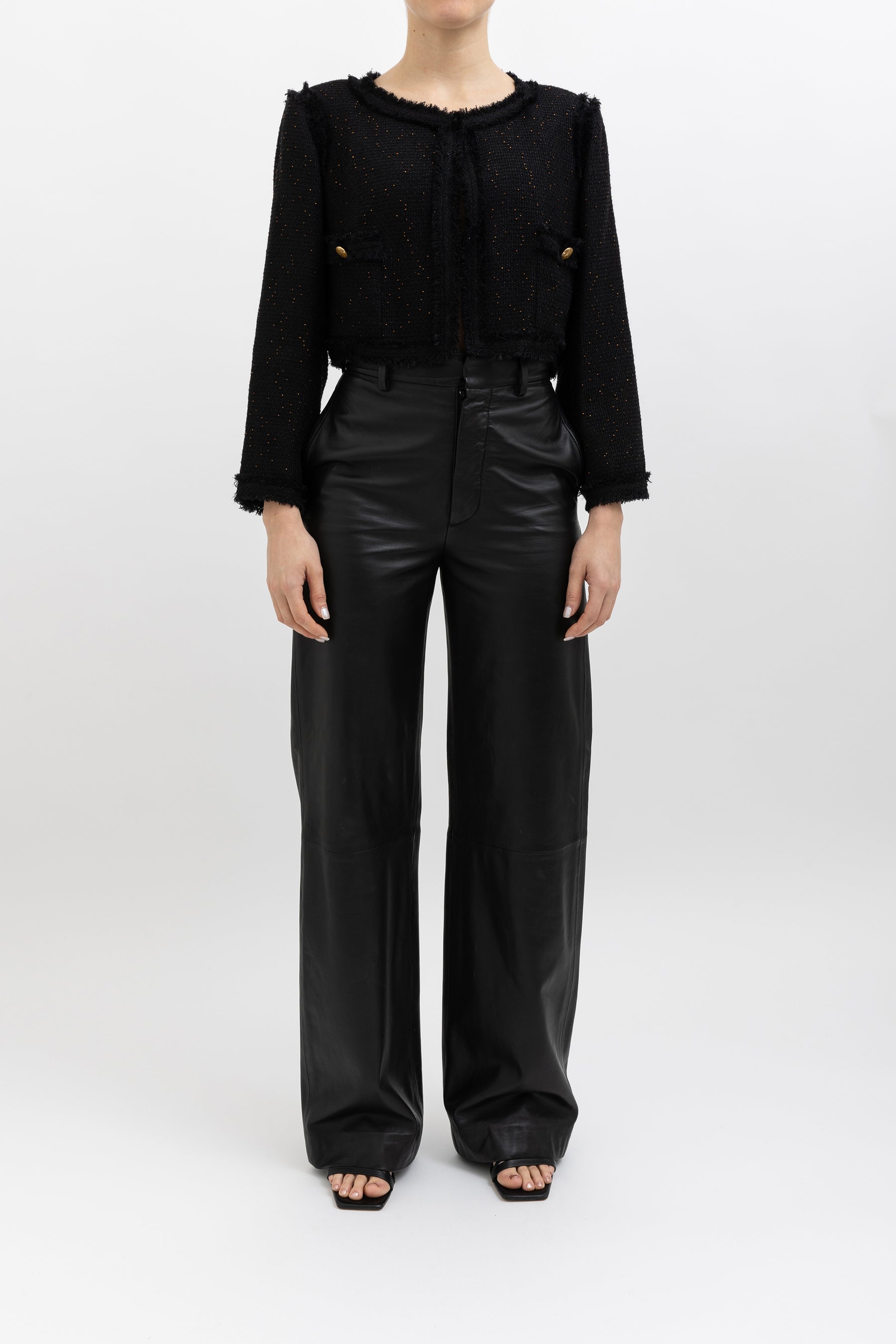 Collarless Tweed Jacket