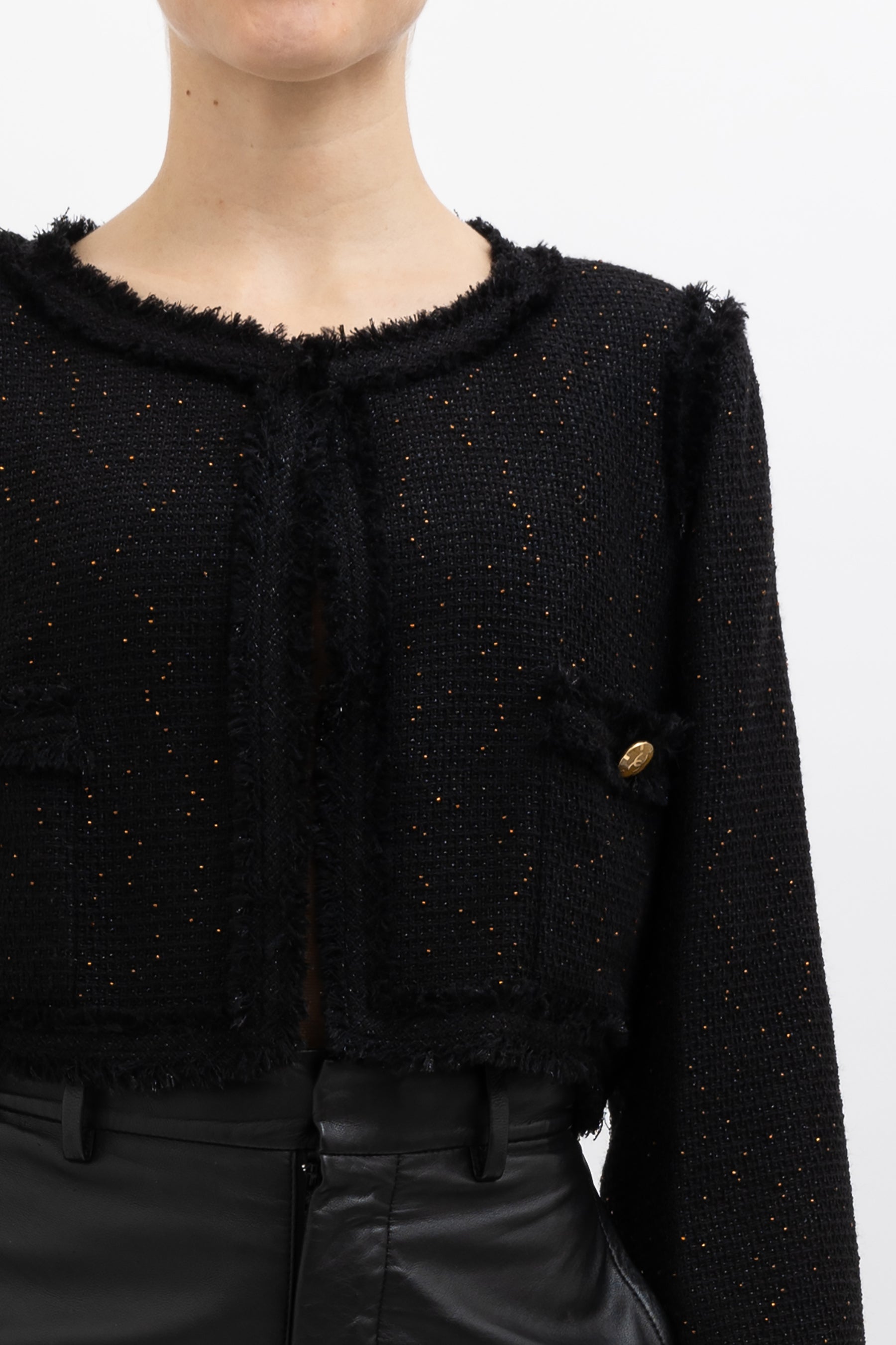 Collarless Tweed Jacket