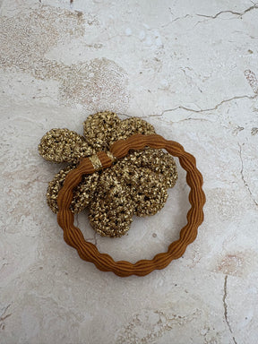 Lucy Folk Gold Crochet Flower Hair Tie