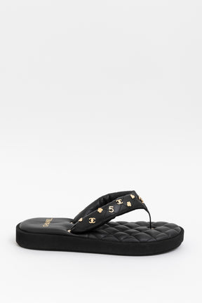 Embellished Leather Thong Sandal