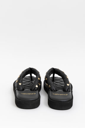 Embellished Leather Thong Sandal