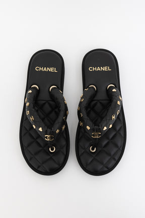 Embellished Leather Thong Sandal