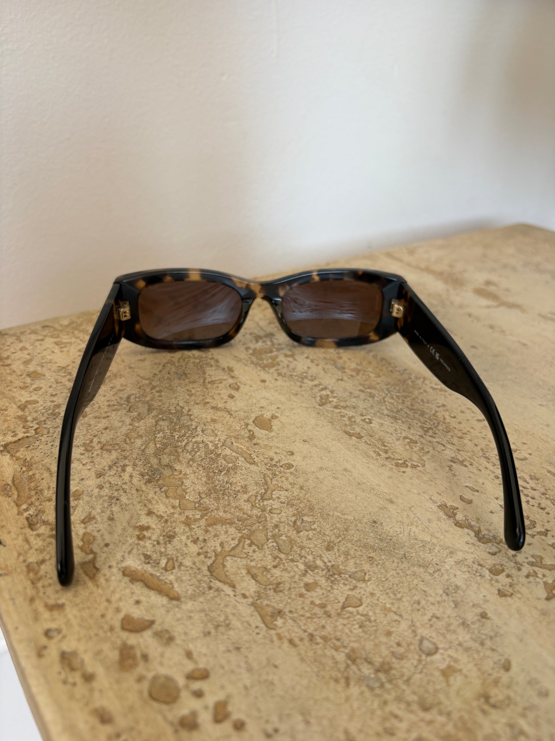 Chanel Tortoiseshell Rectangular Sunglasses