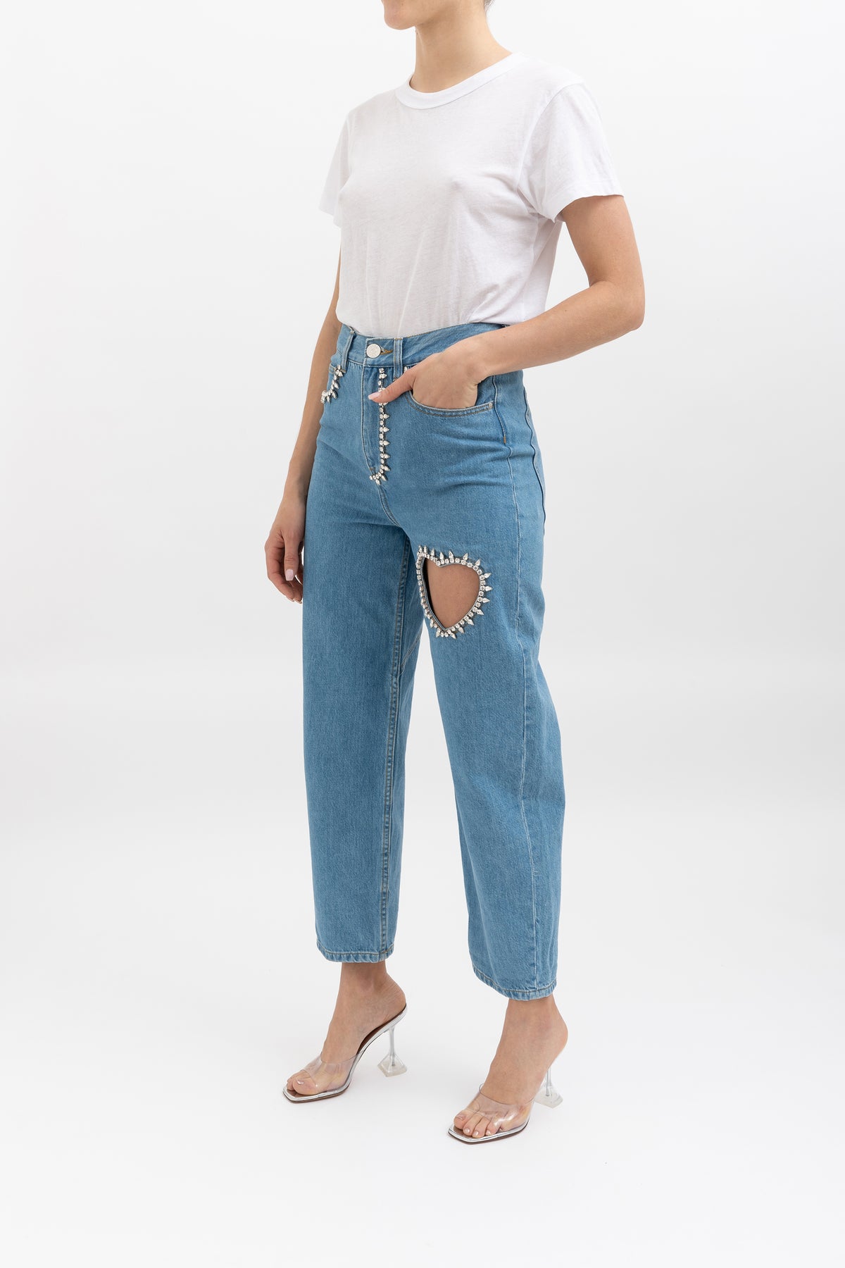 Heart Cut Out Crystal Jean