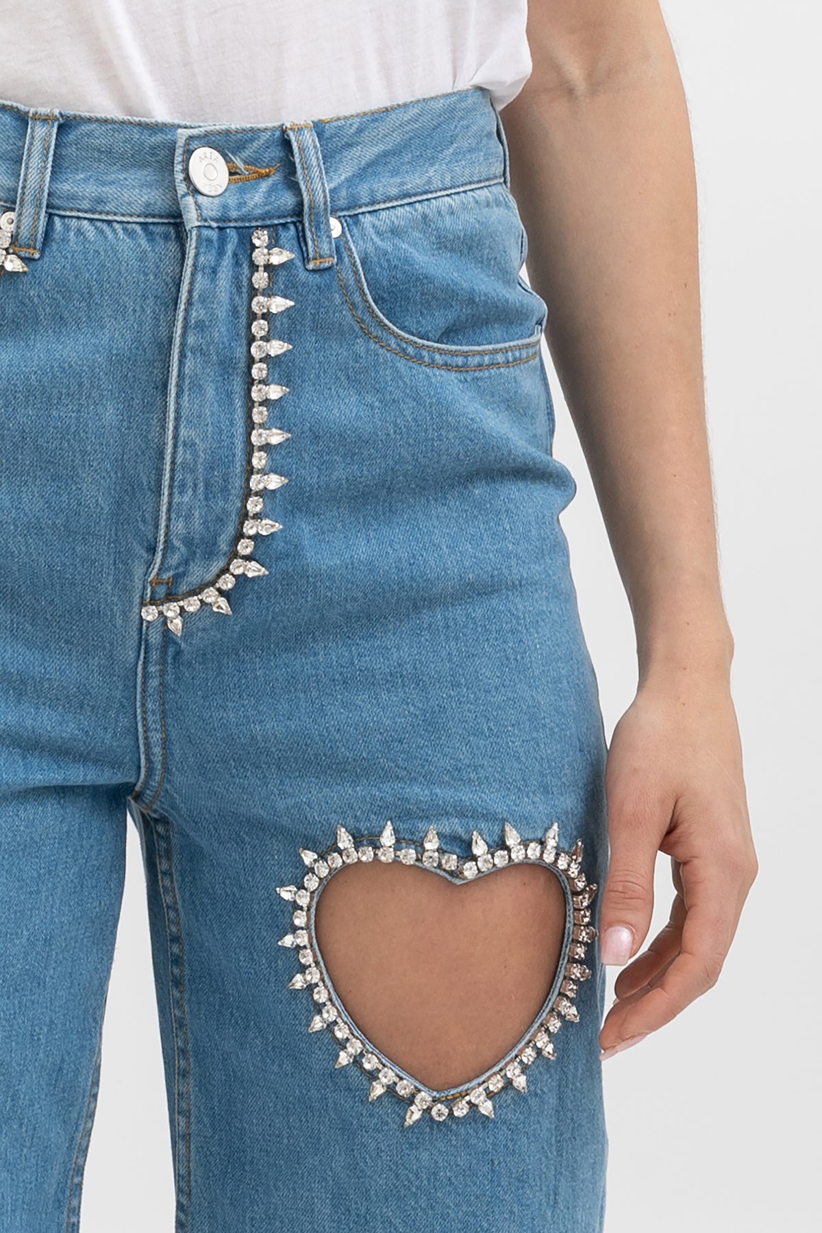 Heart Cut Out Crystal Jean
