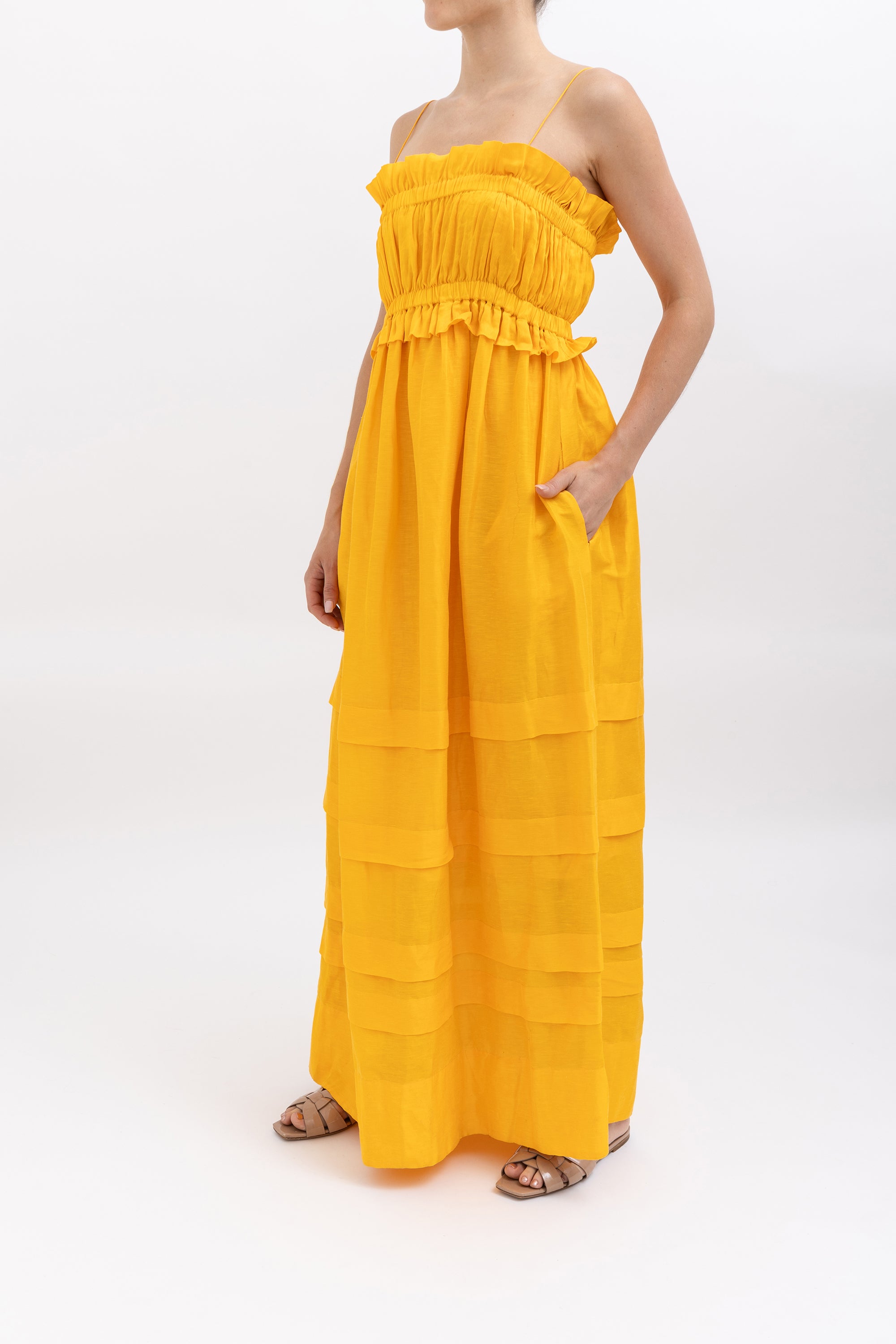 Canary Linen Silk Maxi Dress