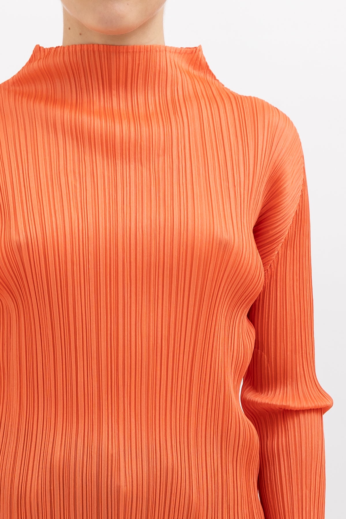 Technical Pleat Funnel Neck Top