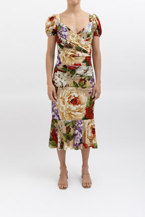 Floral Silk Midi Dress